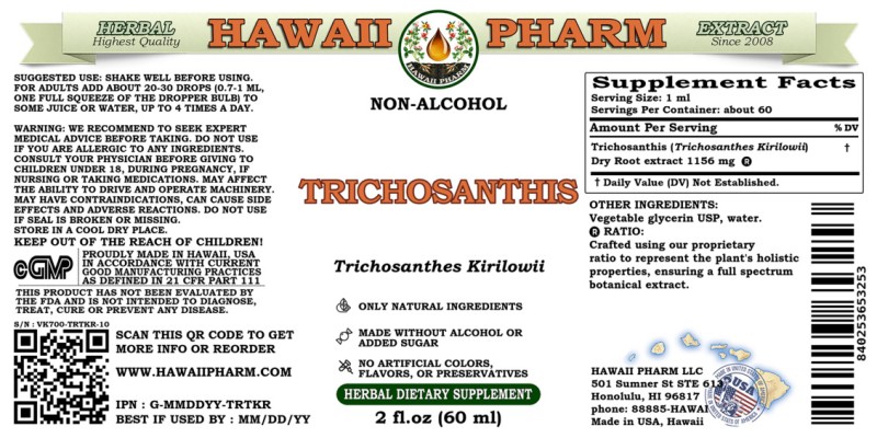 label of Trichosanthis (<i>Trichosanthes Kirilowii</i>) Dry Root Glycerite