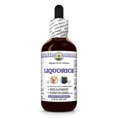 Liquorice (Glycyrrhiza Glabra) Certified Organic Dried Root Veterinary Natural Alcohol-FREE Liquid Extract, Pet Herbal Supplement