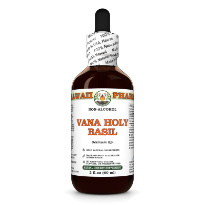 Vana Holy Basil (Ocimum Sp.) Tincture, Certified Organic Dried Leaf ALCOHOL-FREE Liquid Extract