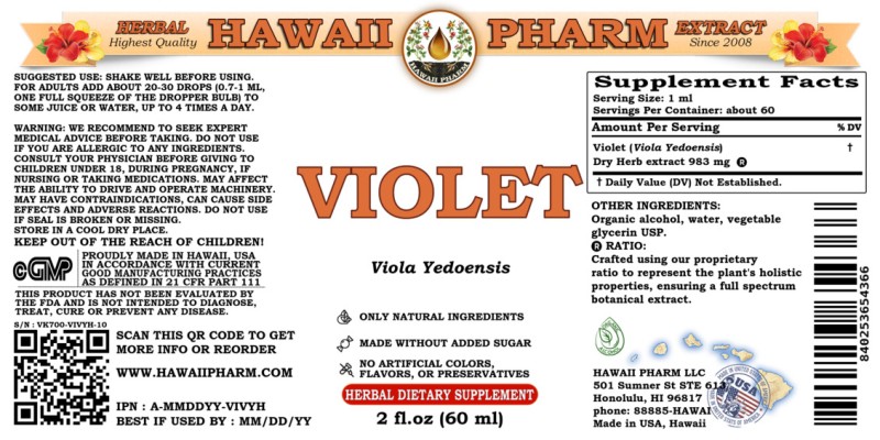 label of Violet (<i>Viola Yedoensis</i>) Dry Herb Tincture
