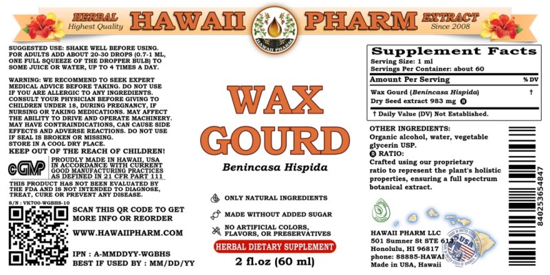 label of Wax Gourd (<i>Benincasa Hispida</i>) Dry Seed Tincture