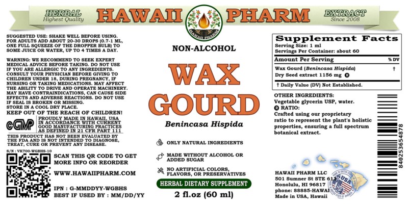 label of Wax Gourd (<i>Benincasa Hispida</i>) Dry Seed Glycerite