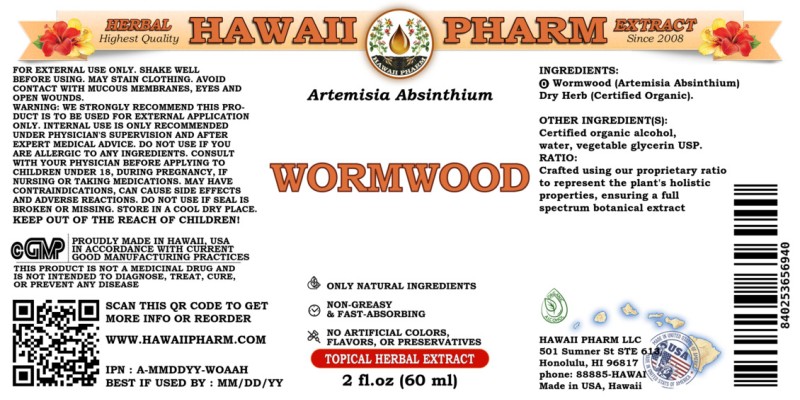 label of Wormwood (<i>Artemisia Absinthium</i>) Dry Herb Tincture