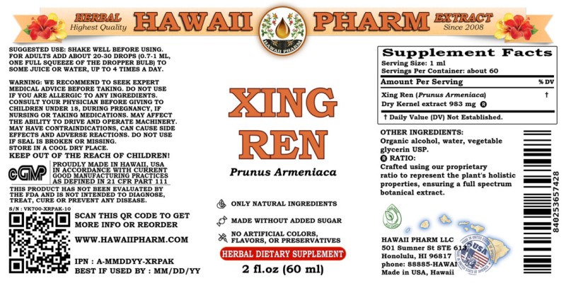 label of Xing Ren (<i>Prunus Armeniaca</i>) Dry Kernel Tincture