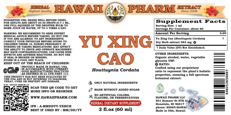 label of Yu Xing Cao (<i>Houttuynia Cordata</i>) Dry Herb Tincture