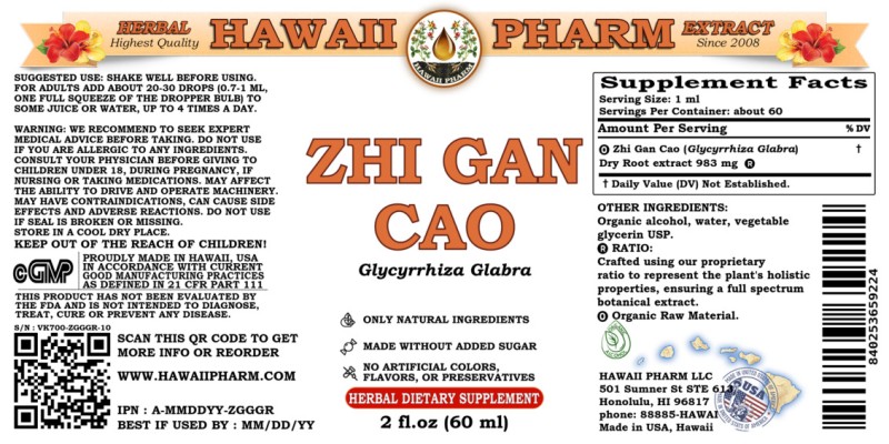 label of Zhi Gan Cao (<i>Glycyrrhiza Uralensis</i>) Dry Root Tincture