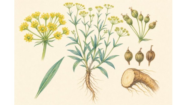 BUPLEURUM CHINENSE: CHAI HU ROOT AND YELLOW UMBELS