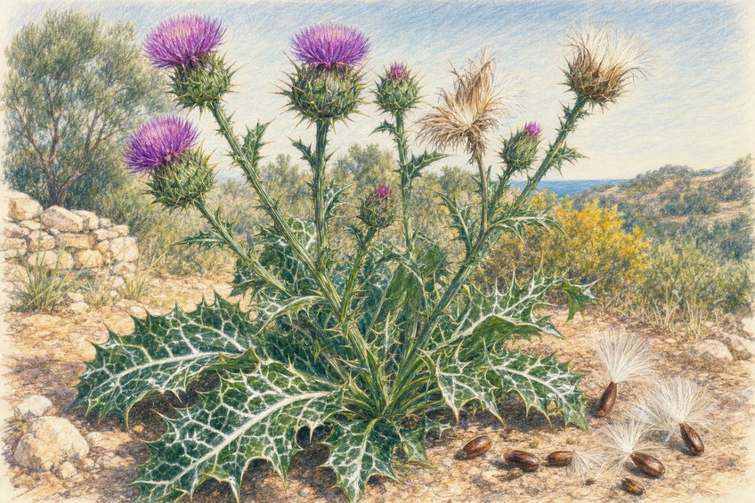 MILK THISTLE: MARBLED LEAVES AND OLD HERBAL GARDEN LORE